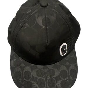 Unisex Coach Black Patterned Cap with Logo